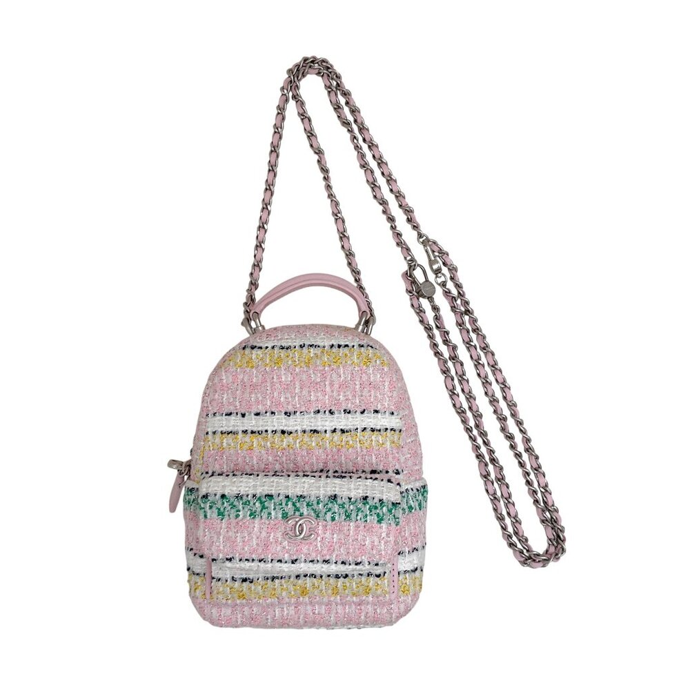 Chanel 2024 Pink Tweed Mini Backpack